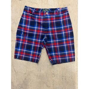 LRL Lauren Active Ralph Lauren Petite Plaid Shorts Red Blue 6P